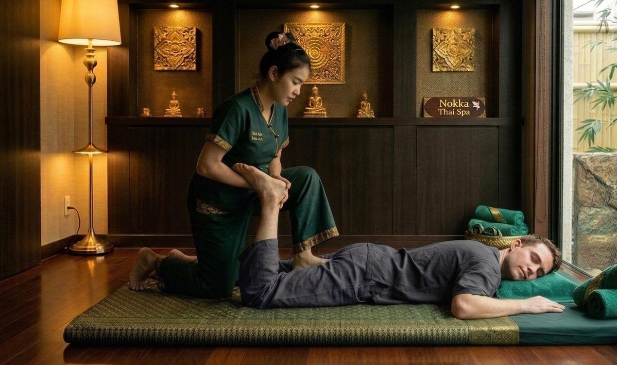 Traditional Thai massage stretch